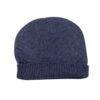 Kaschmirmütze Beanie glatt mit geripptem Umschlag Dunkelblau - Image 2